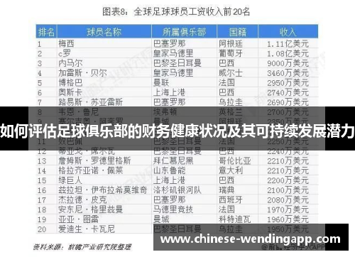 如何评估足球俱乐部的财务健康状况及其可持续发展潜力