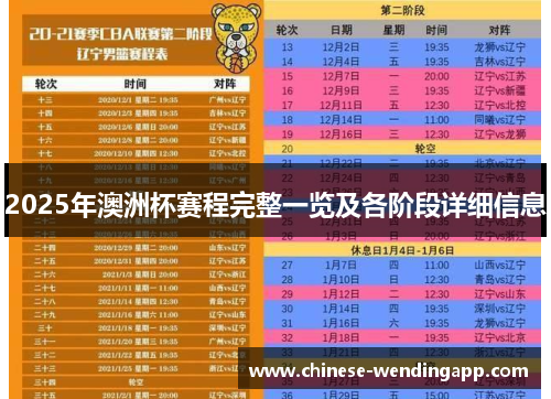 2025年澳洲杯赛程完整一览及各阶段详细信息 2025年澳洲杯赛程完整一览及各阶段详细信息