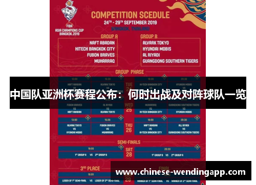 中国队亚洲杯赛程公布:何时出战及对阵球队一览 中国队亚洲杯赛程公布:何时出战及对阵球队一览