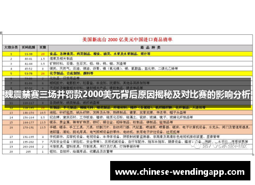 魏震禁赛三场并罚款2000美元背后原因揭秘及对比赛的影响分析
